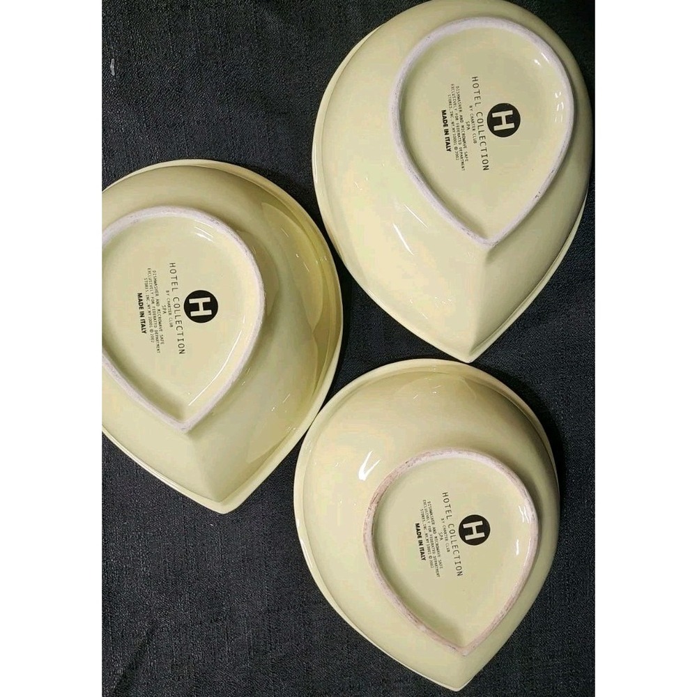 Hotel Charter Club Spa Yellow Teardrop Serving Bowls Set of 3 Made In Italy - Picture 7 of 10
